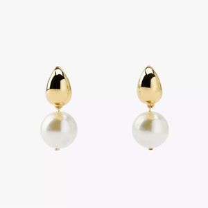 Zara chunky gold Pearl Drop Earrings